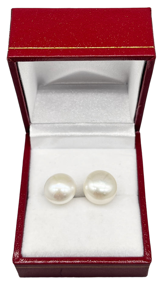 Fresh Water White Pearl AA Stud Earrings in Silver