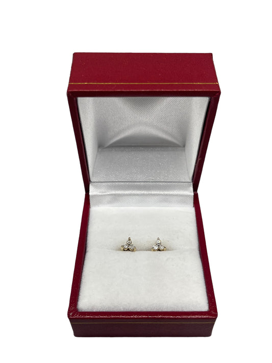 Pair of Brilliant-Cut Diamond Floral Stud Earrings in 10ct Gold