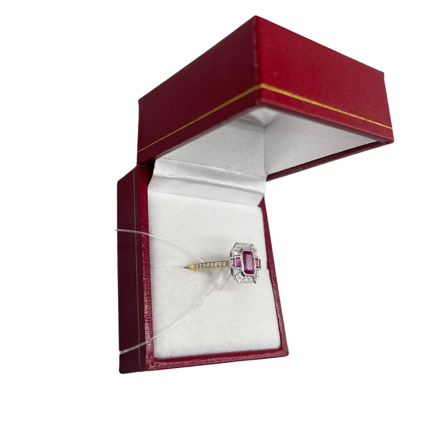 Ruby and Diamond Geometric Dress Ring in 18ct Gold